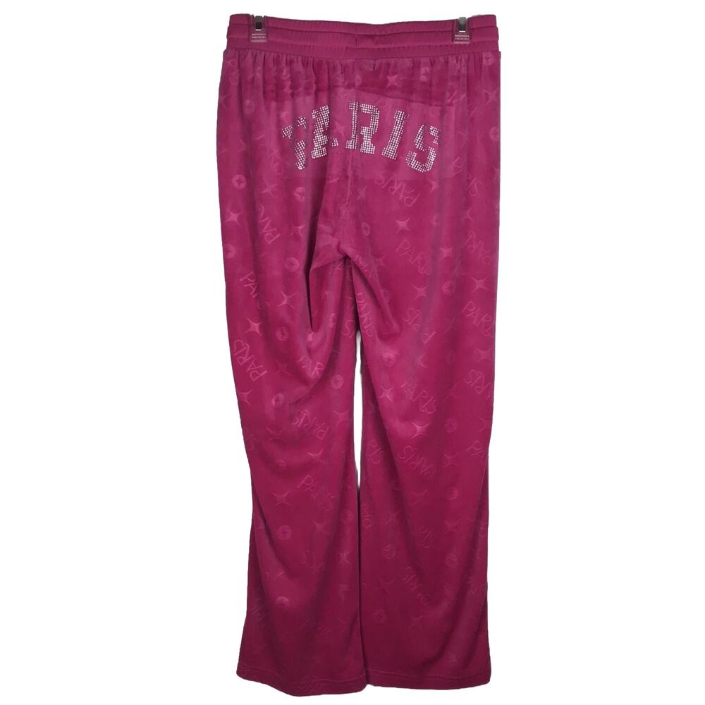 Paris Hilton Velour Pants Drawstring Trackpants Rhinestone Pink Y2K Size Small